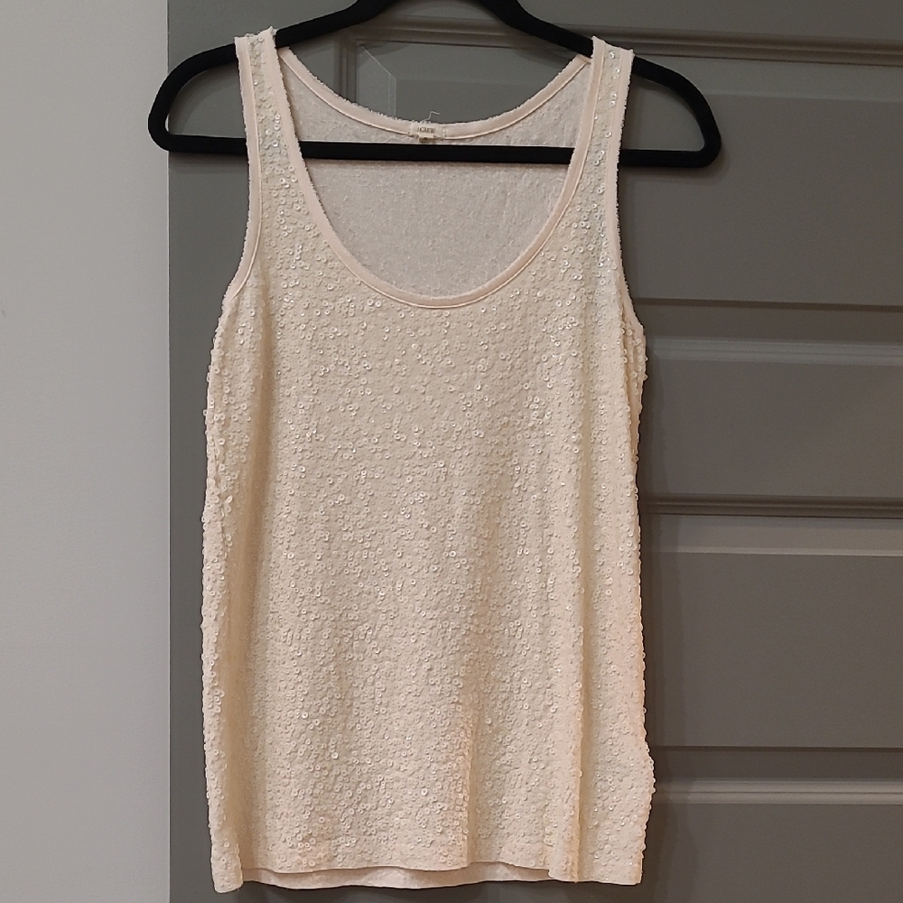 J. Crew Cream Sleeveless Tank Top with Subtle Sheen